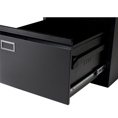 Black Roller Metal Home Office Furniture 2 Drawers File Cabinet
