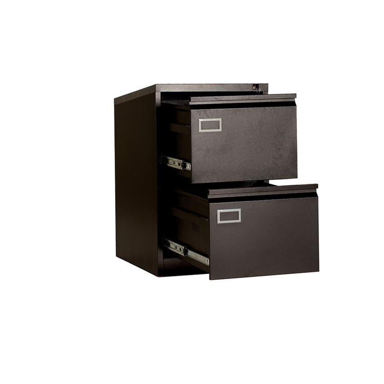 Black Roller Metal Home Office Furniture 2 Drawers File Cabinet